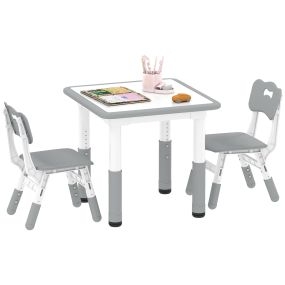 Mesa y sillas infantiles de 3 piezas altura ajustable para niños blanco y gris