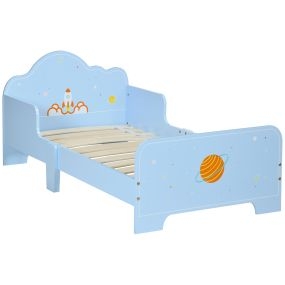 Cama infantil de madera azul 143x74x59 cm para niños de 3 a 6 años, carga máx. 80 kg