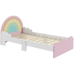 Cama infantil de madera arcoíris rosa 143x74x66 cm para niños de 3 a 6 años carga 80 kg