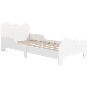Cama infantil para niños +3 años 140x70 cm con barandilla tema nubes blanco