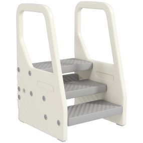 Taburete infantil ajustable de 2 a 3 peldaños, torre de aprendizaje, gris