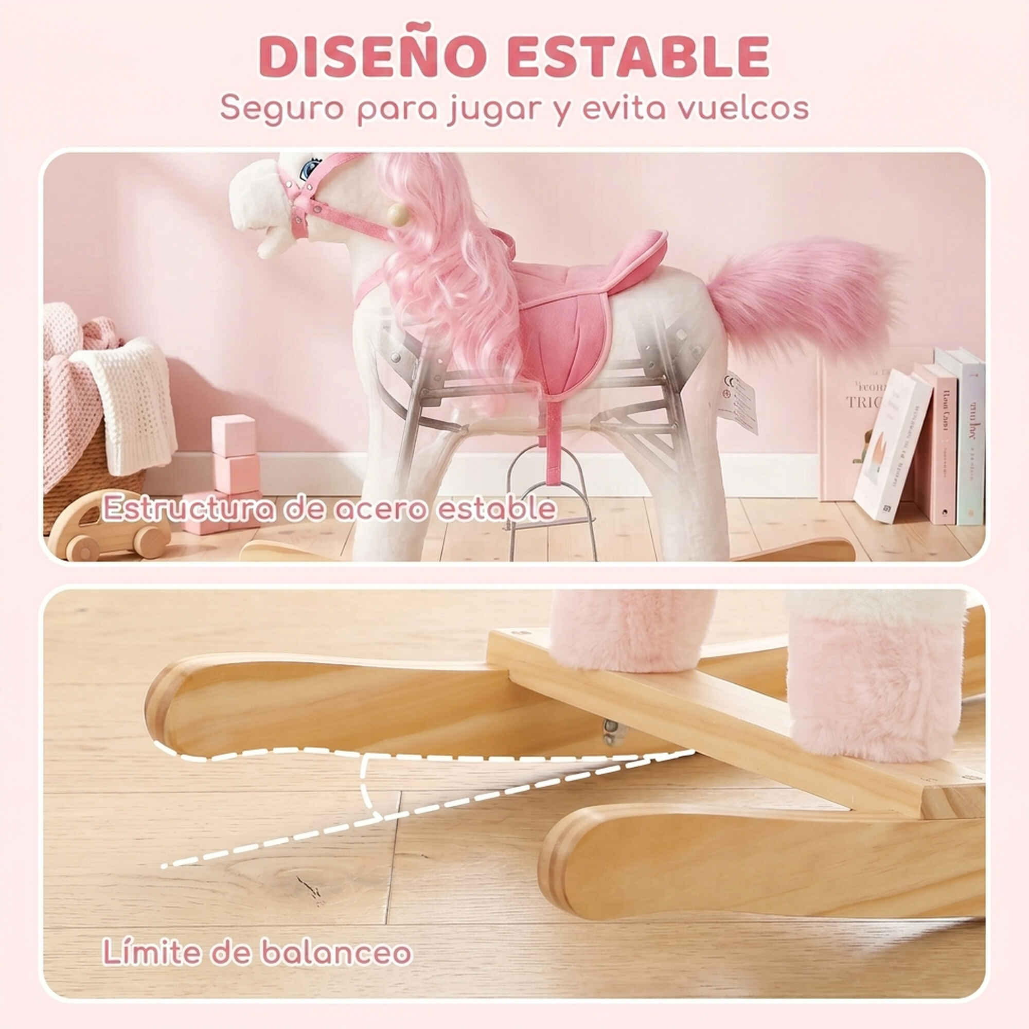 Caballito Balancín para Bebés Unicornio, Caballo Balancín con Sonidos de Cascos y Relinchos, Boca y Cola Móviles, Regalo para Niños y Niñas de 1 a 3 Años, Blanco