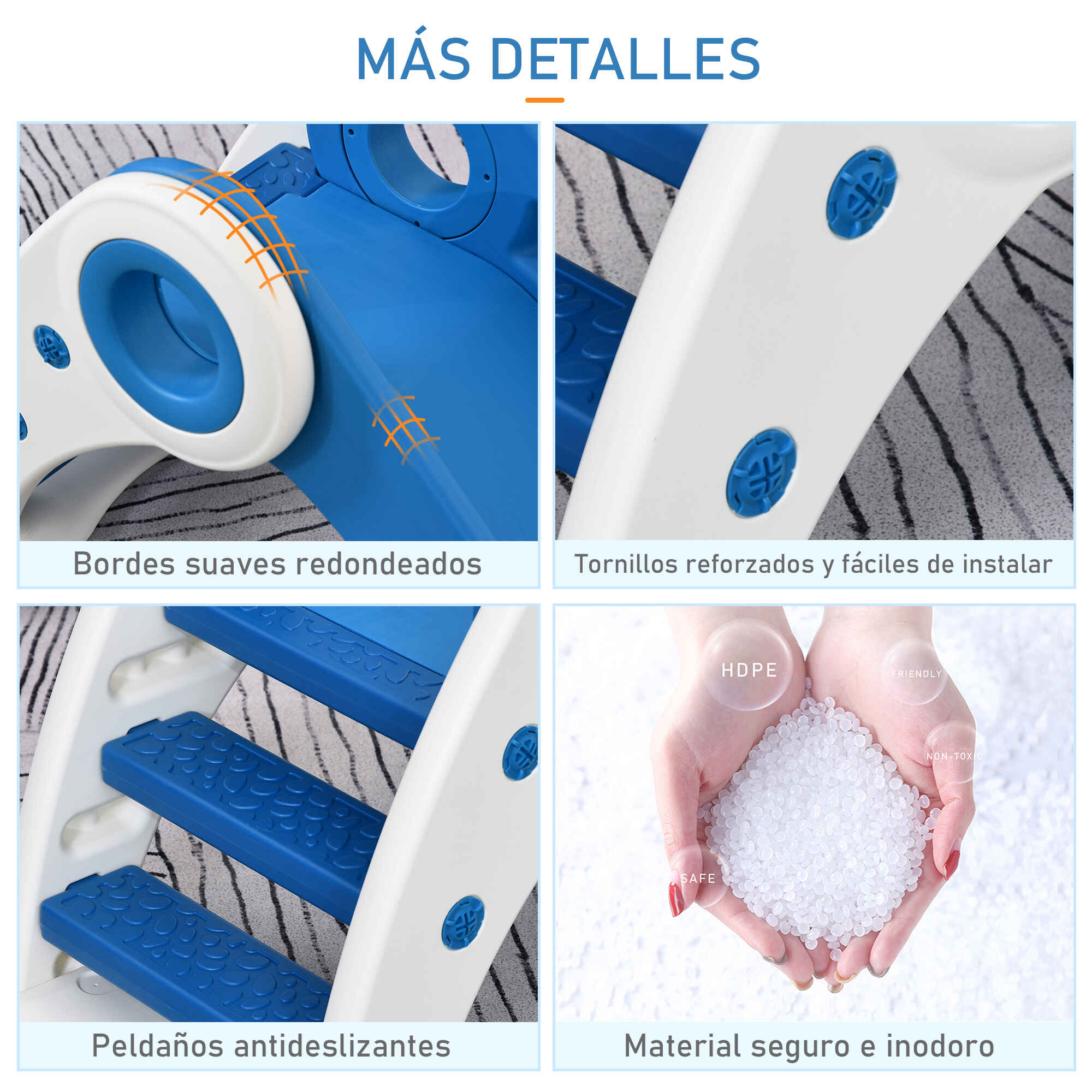 Tobogán infantil plegable para niños 18-36 meses 120x50x56 cm azul