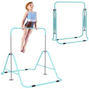 Barra de gimnasia artística plegable altura ajustable para entrenamiento en casa azul celeste