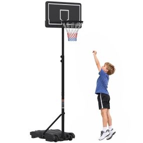 Canasta de Baloncesto Infantil con Soporte, Altura Ajustable 179-209 cm, Portátil para Interior y Exterior, Ruedas, Base Rellenable, Regalo para Niños y Niñas de 3 a 8 Años, Negro