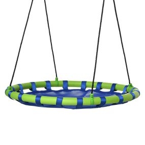 Columpio infantil nido ajustable Ø100x120-180 cm azul para exterior carga 150 kg