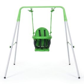Columpio para bebés de acero con respaldo y cinturón, verde, 25 kg, interior y exterior