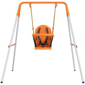 Columpio para bebés de acero con respaldo y cinturón, interior y exterior, naranja, 25 kg