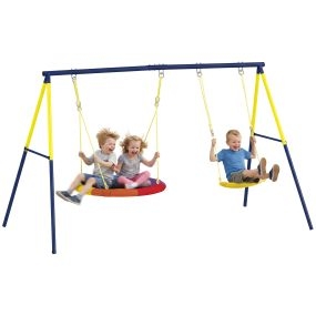 Columpio para bebés y niños de 3 a 8 años, acero, cuerdas ajustables, 150 kg, multicolor