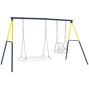 Estructura metálica de columpio infantil para 2 columpios, 150 kg, azul, 260x160x178 cm