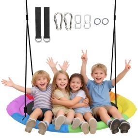 Columpio nido infantil Ø120 cm altura ajustable carga 300 kg interior y exterior multicolor