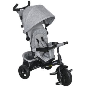 Triciclo para Bebés Triciclo Evolutivo para Niños con Toldo Plegable Mango de Empuje Telescópico y Desmontable Bolso para Mamá y Portabotellas 102x49x102 cm Gris