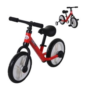 Bicicleta de equilibrio con pedales y ruedas de entrenamiento extraíbles asiento regulable 33-38 cm rojo