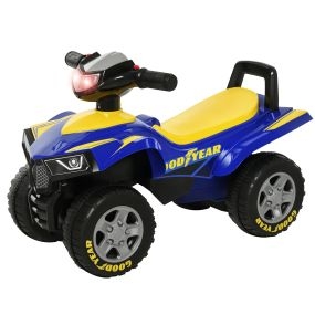 Correpasillos quad Goodyear para niños 18-36 meses azul 60x31x42 cm con luces bocina y almacenaje