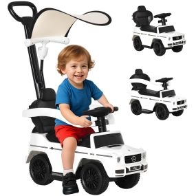 Correpasillos Mercedes G350 para niños 1-3 años blanco con bocina capota extraíble y barandilla