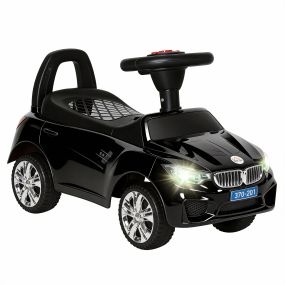 Coche correpasillos para niños 18-36 meses con faros, música, bocina, volante y almacenaje negro