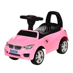 Coche correpasillos para niños 18-36 meses con faros, música, bocina, volante, almacenaje y asa, rosa