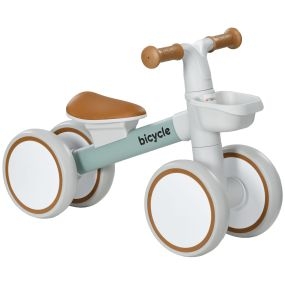 Bicicleta sin pedales para niños 12-36 meses con asiento ajustable, cesta y 4 ruedas silenciosas verde