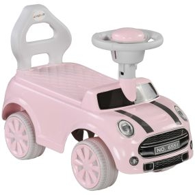 Correpasillos para bebés 18 a 36 meses con volante, bocina y antivuelco, rosa, 53x25x35 cm, 25 kg