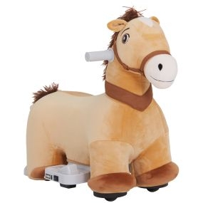 Caballo eléctrico para niños 18-36 meses 6V con ruedas y música marrón 69x34x53 cm 25 kg