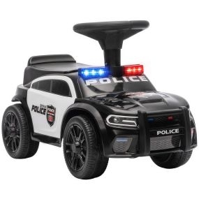Coche Correpasillos de Policía para Niños de 18-36 Meses, Correpasillos con Luz, Música y Espacio de Almacenaje, 65x29,5x36 cm, Negro