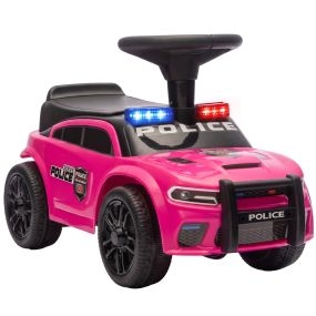 Coche Correpasillos de Policía para Niños de 18-36 Meses, Correpasillos con Luz, Música y Espacio de Almacenaje, 65x29,5x36 cm, Rosa