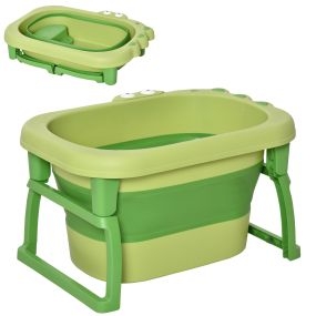 Bañera plegable para bebé y niños hasta 6 años portátil 105L verde con patas antideslizantes
