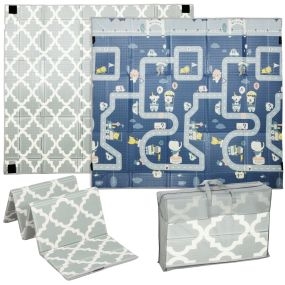 Alfombra bebé acolchada plegable reversible 202x180,5x1 cm XPE impermeable multicolor