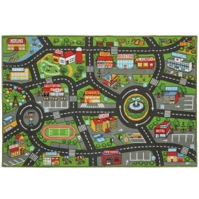 Alfombra infantil carretera de ciudad 200x150 cm antideslizante para gateo y jugar suave