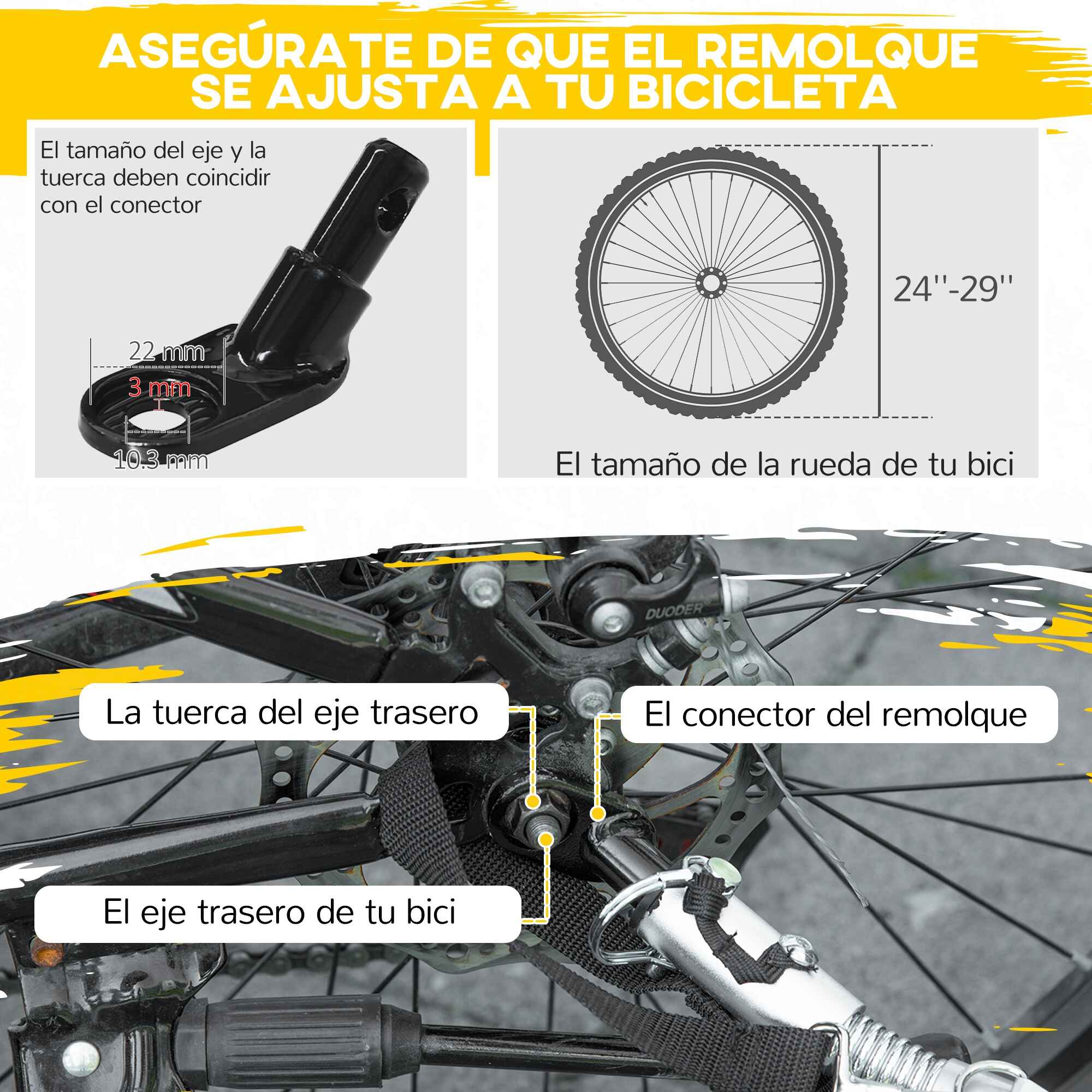Remolque de bicicleta para niños +18 meses 2 plazas con cinturón y amortiguador rojo 140x88x90 cm