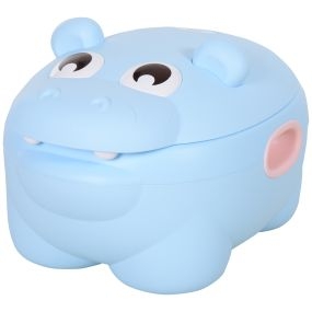 Orinal para bebés en forma de hipopótamo 2 en 1 con tapa y cubo extraíble azul 40x30x23 cm