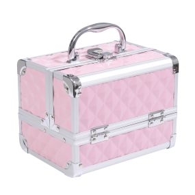 Maletín de maquillaje profesional de aluminio con espejo y cerradura 20x15x15 cm