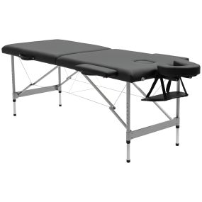 Camilla de masaje plegable portátil ajustable 7 posiciones aluminio negro 186x71x62-83 cm 130 kg