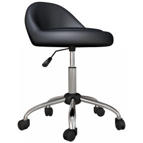 Taburete giratorio con ruedas, altura ajustable, cuero sintético, negro, Ø50x63-83 cm