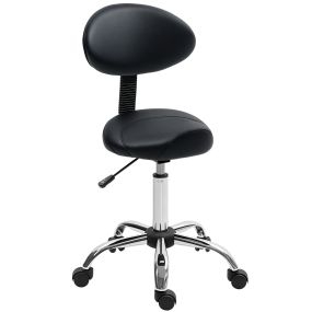 Taburete giratorio con ruedas y respaldo extraíble, altura regulable 83-98 cm, negro