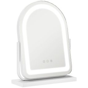 Espejo de maquillaje con luz LED blanco, 3 modos, táctil, giratorio 360° y memoria