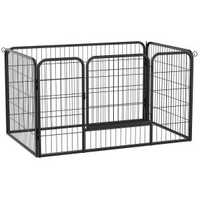 Parque para mascotas rectangular de metal con puerta y doble cerradura 125x80x70 cm negro