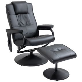 Sillón relax reclinable giratorio con reposapiés y masaje eléctrico negro