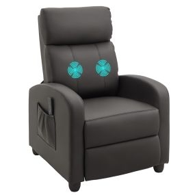 Sillón de Masaje, Sillón Relax Reclinable con Mando a Distancia, 2 Zonas de Masaje, 8 Programas, 5 Niveles de Intensidad, Bolsillo Lateral y Temporizador Tapizado en PU 68x88x98 cm Marrón