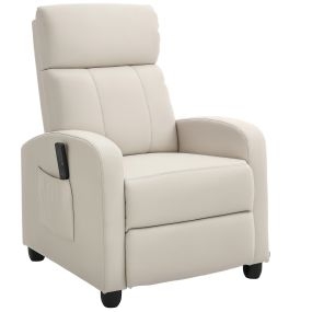 Sillón relax reclinable con mando a distancia, 2 zonas de masaje, 8 programas, crema