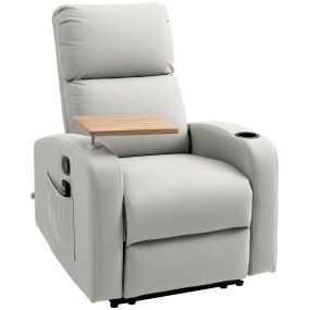 Sillón de masaje eléctrico relax 8 puntos 4 modos reclinación 145° gris claro 77x93x105 cm