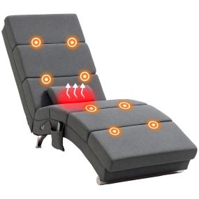 Sillón Relax Reclinable con 8 Puntos de Masaje y Calor Lumbar, Sillón de Masaje con 5 Modos, Mando a Distancia y Bolsillo Lateral, Butaca Reclinable para Salón, Oficina, Gris Oscuro