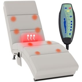 Sillón Relax Reclinable con 8 Puntos de Masaje y Calor Lumbar, Sillón de Masaje con 5 Modos, Mando a Distancia y Bolsillo Lateral, Butaca Reclinable para Salón, Oficina, Blanco Crema