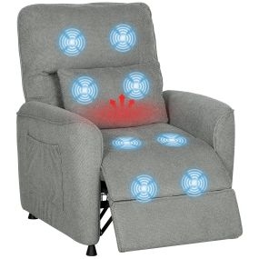 Sillón relax reclinable eléctrico con calor lumbar, masaje vibración, memoria y USB gris