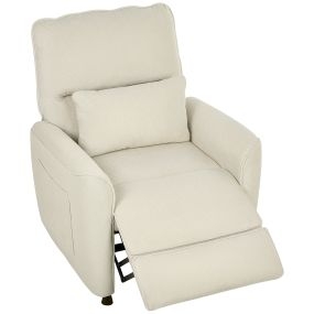 Sillón relax reclinable eléctrico con calor lumbar, masaje vibración, memoria y color crema