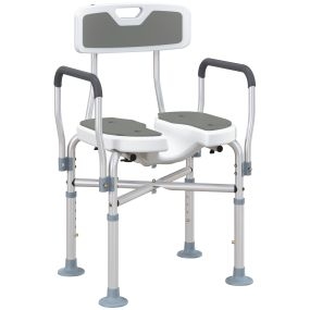 Silla de ducha para personas mayores con asiento ranurado, altura regulable, gris, 136 kg