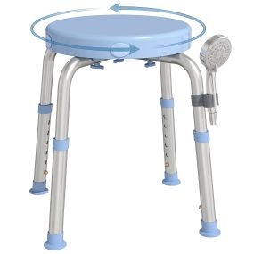 Silla de ducha giratoria 360° para personas mayores, aluminio, altura regulable, 136 kg