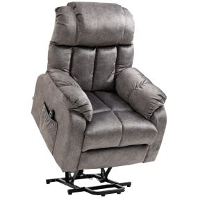 Sillón relax elevador eléctrico con reposapiés, 2 bolsillos, mando y reclinación 135° gris