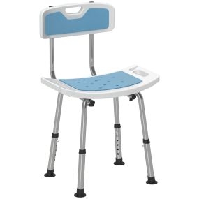 Silla de ducha para personas mayores con respaldo, antideslizante, altura ajustable, 136 kg