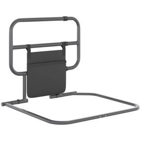 Barandilla de cama adulto grande plegable reforzada con bolsillo 61x66x55 cm gris y negro